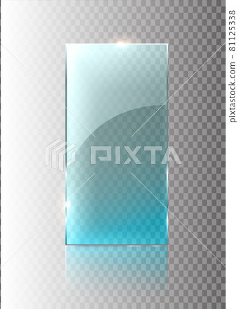 Glass transparent banner. Vector glass plates with a place for inscriptions isolated on transparent background. Flat glass. Realistic 3D design. Vector transparent object . 81125338