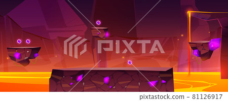 Game level background with platforms over lava 81126917