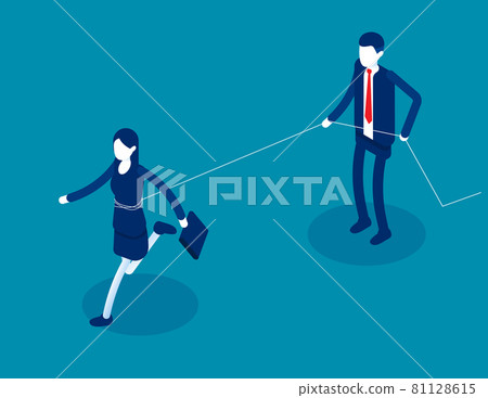 Boss trying to get rid of control employee. Isometri business vector illustration Boss trying to get rid of control employee. Isometri business vector illustration 81128615