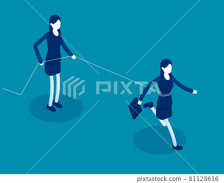Boss trying to get rid of control employee. Isometri business vector illustration Boss trying to get rid of control employee. Isometri business vector illustration 81128616