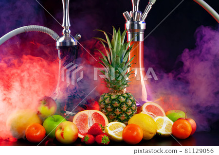 Fruit flavor hookah isolated on black background 81129056