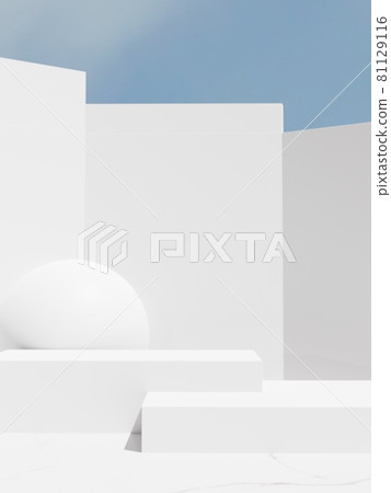 3D Rendering Outdoor Structure Background with Geometric Shapes under Sunlight and Sky for Beauty or Healthcare Product Display. 3D Rendering Outdoor Structure Background with Geometric Shapes under Sunlight and Sky for Beauty or Healthcare Product Display. 81129116