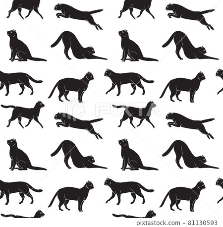 Vector seamless pattern of cat silhouette - Stock Illustration ...