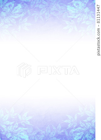 Maple frame on Unryu Japanese paper / top and bottom blue Gradation background material that darkens from the center to the top and bottom 81131447