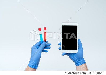 Research Scientist Presenting New Medicine, Researching Preventive Measures, Explaining Scientific Problems, Laboratory Experimentation, Smartphone Calls 81131820