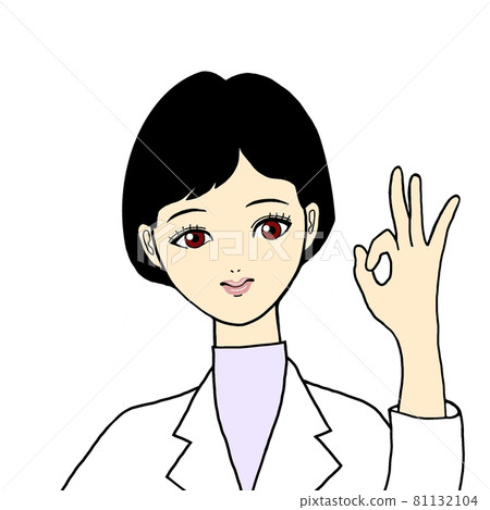 Illustration of a woman wearing a white coat Illustration of a woman wearing a white coat 81132104