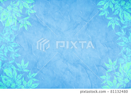 Unryu Japanese paper with maples collaged on the left and right Blue background Frame material Horizontal Other colors available 81132480