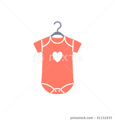 Baby romper flat icon. Newborn bodysuit pink color object isolated on white background. Baby clothes design for logo or shopping sale. Cute infant clothing vector illustration. Baby romper flat icon. Newborn bodysuit pink color object isolated on white background. Baby clothes design for logo or shopping sale. Cute infant clothing vector illustration. 81132835