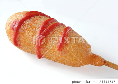 American dog with ketchup 81134737