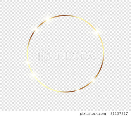 Gold shiny glowing frame with shadows isolated on transparent background. Golden luxury vintage realistic rectangle border. illustration - Vector 81137817