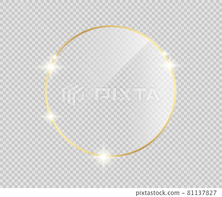 Gold shiny glowing frame with shadows isolated on transparent background. Golden luxury vintage realistic rectangle border. illustration - Vector 81137827