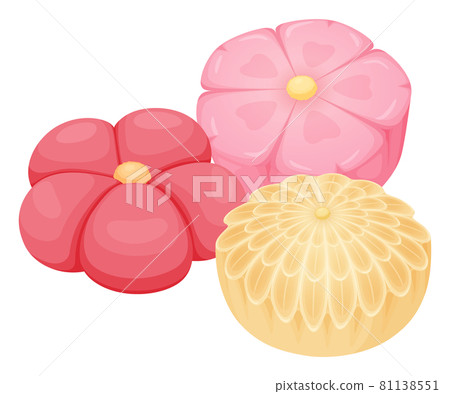 Illustration of Japanese sweets _ Neri-kiri _ Plum _ Sakura _ Chrysanthemum 81138551