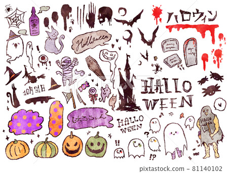 萬聖節插圖集水彩風格 81140102