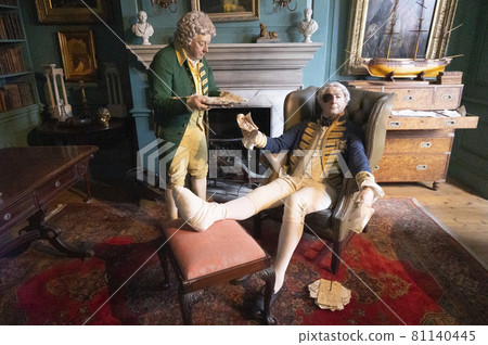Hartlepool, U.K - July 27, 2021: The National Museum of The Royal Navy , in the North of England. The wax figure of 19th century people Hartlepool, U.K - July 27, 2021: The National Museum of The Royal Navy , in the North of England. The wax figure of 19th century people 81140445