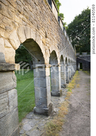 Bishop, Auckland, U.K. 27 July, 2021. Bishop Auckland old castle building. North of United Kingdom, popular town to visit. Bishop, Auckland, U.K. 27 July, 2021. Bishop Auckland old castle building. North of United Kingdom, popular town to visit. 81140569