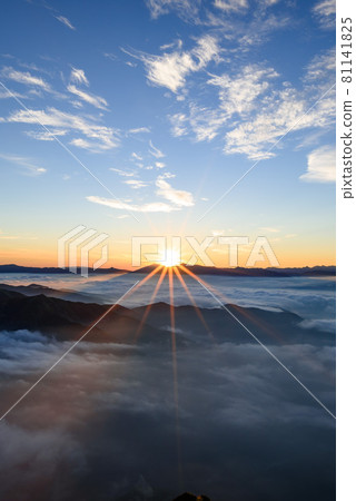 Sunrise and sea of clouds seen from the summit of Mt. Tanigawa 81141825