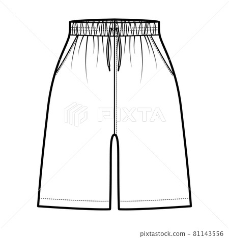 Active Shorts Sport training technical fashion illustration with elastic normal waist, high rise, Drawcord, pockets 81143556