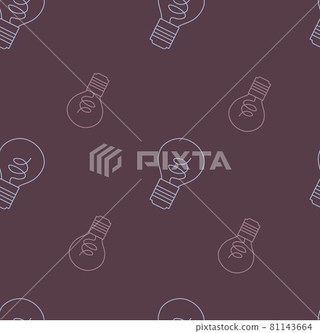 Cute seamless pattern with outline light bulb... - Stock Illustration ...