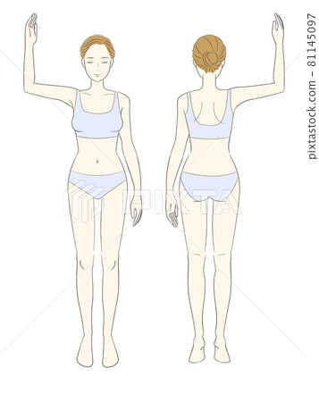 舉起她的手的女性姿勢內衣的全身插圖 舉起她的手的女性姿勢內衣的全身插圖 81145097