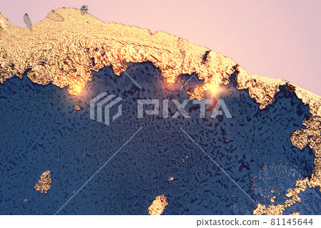 Abstract cobalt blue and gold fluid art alcohol ink pattern with marble texture 81145644