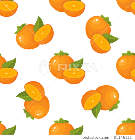 Seamless pattern with fresh bright persimmon fruit isolated on white background. Summer fruits for healthy lifestyle. Organic fruit. Cartoon style. Vector illustration for any design. Seamless pattern with fresh bright persimmon fruit isolated on white background. Summer fruits for healthy lifestyle. Organic fruit. Cartoon style. Vector illustration for any design. 81146132