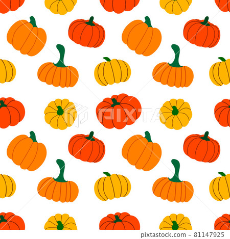 pattern with orange colored autumnal pumpkins 81147925