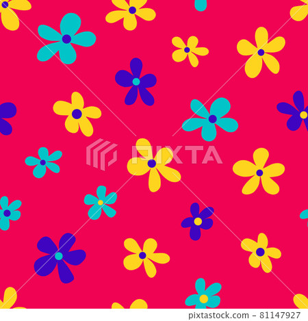 Seamless pattern with colorful flowers. vector illustration 81147927