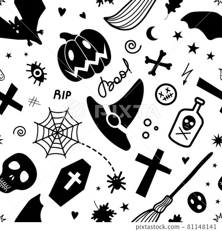Spooky Halloween seamless background pattern. vector illustration  81148141