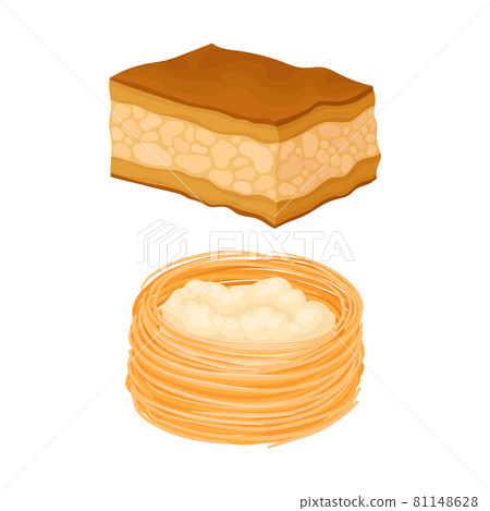 Oriental tasty desserts set. Traditional turkish cuisine sweets cartoon vector illustration Oriental tasty desserts set. Traditional turkish cuisine sweets cartoon vector illustration 81148628