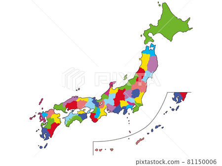 Map of Japan Illustration_Prefecture name / No line_pkml Map of Japan Illustration_Prefecture name / No line_pkml 81150006