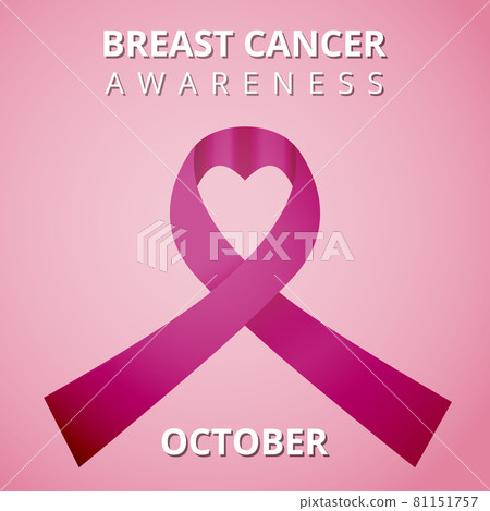 October Breast Cancer Awareness month. International day against breast cancer. Pink awareness ribbon in shape of heart. Vector Illustration. Poster, ad, social media, cover. EPS10. 81151757