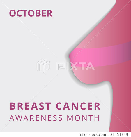 October Breast Cancer Awareness month. International day against breast cancer. Woman s breast silhouette. Vector Illustration. Poster, ad, social media, cover. EPS10. 81151759