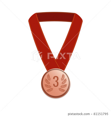 Third place winner bronze medal with a long ribbon Third place winner bronze medal with a long ribbon 81151795