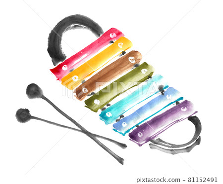 用水墨畫技術繪製的木琴玩具 81152491