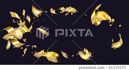 Bright golden confetti falling on black 81153575