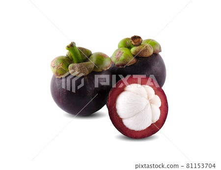 Mangosteen isolated on the white background Mangosteen isolated on the white background 81153704