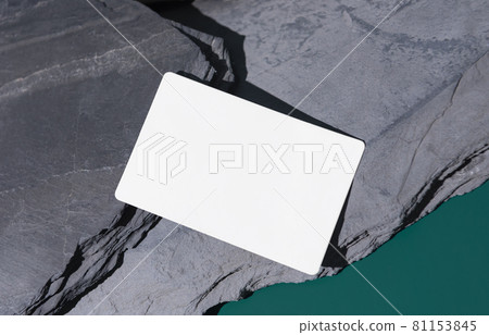 Business Card mockup on rock for mock-up creative design template.. Business Card mockup on rock for mock-up creative design template.. 81153845