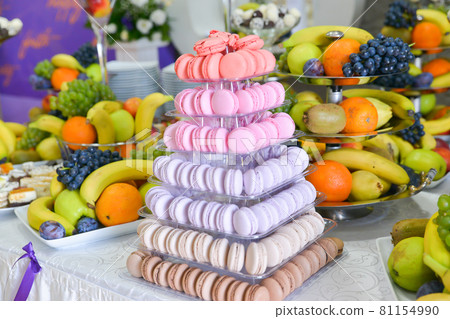 delicious sweets  arranged on the table for wedding reception 81154990