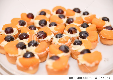 delicious sweets  arranged on the table for wedding reception 81155075