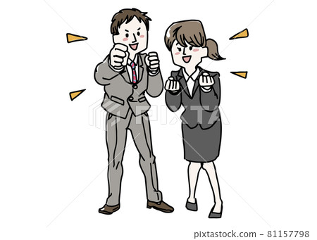 Men and women in suits in guts pose Men and women in suits in guts pose 81157798