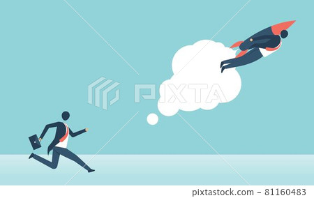 Businessman flying with a rocket to successful... - Stock Illustration ...