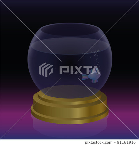 Fishbowl with one poor little fish, symbol for loneliness, isolation, imprisonment, sadness, depression, boredom or hopelessness. Vector illustration. 81161916