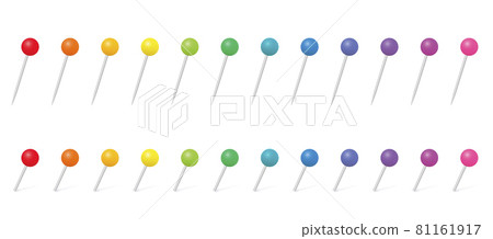 Colorful pins, colored set of free and inserted pins. Isolated vector illustration on white background. 81161917