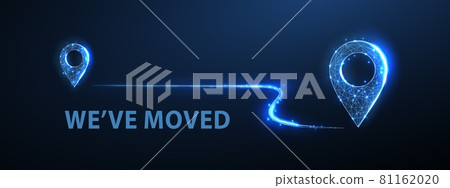 Two pin icons with move path. New office...-插圖素材 [81162020] - PIXTA圖庫