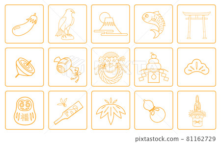 Year-round New Year's card material set contour line Year-round New Year's card material set contour line 81162729