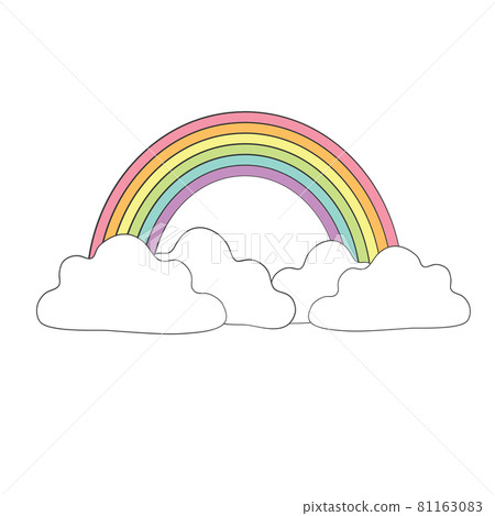 Cute vector illustration with rainbow and clouds - Stock Illustration ...