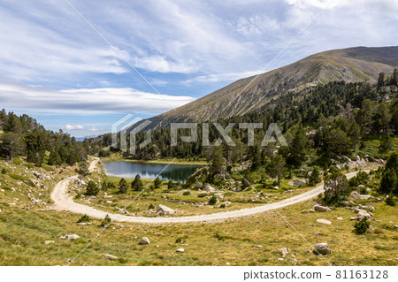 Summer landscape in La Cerdanya, Lake Pera, Pyrenees mountain, Catalonia, Spain Summer landscape in La Cerdanya, Lake Pera, Pyrenees mountain, Catalonia, Spain 81163128