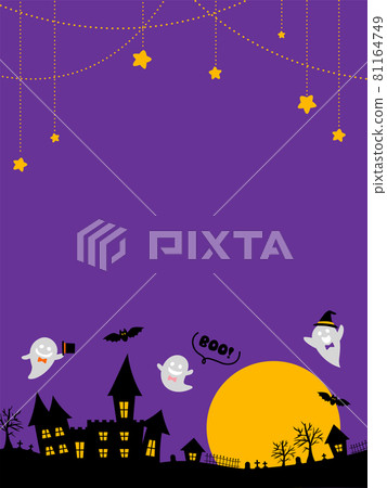 Night mansion and ghost Halloween frame (vertical) Night mansion and ghost Halloween frame (vertical) 81164749