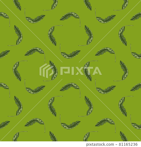 Geometric style seamless pattern with banana leaf ornament. Greenery ornament. 81165236