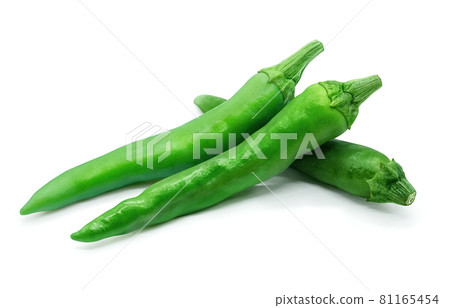 Green chili pepper illustration real set 81165454